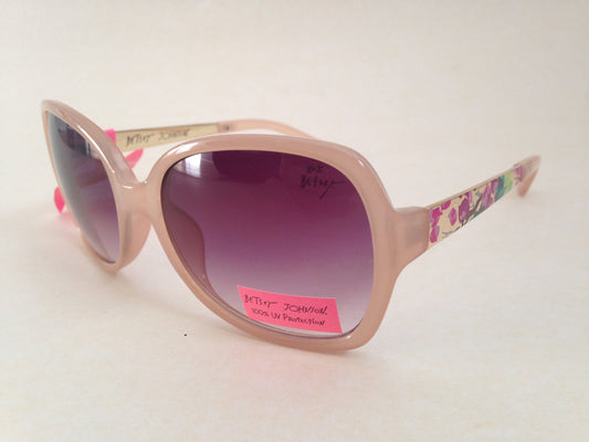 Betsey Johnson Bj863136 Butterfly Sunglasses New Authentic Brown Nude Flower Print Design - Sunglasses
