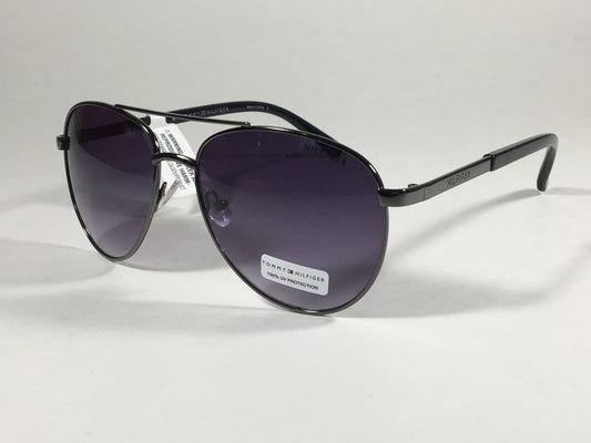 Tommy Hilfiger Lindsay Aviator Sunglasses Gunmetal Gray and Black Frame Gray Smoke Gradient Lens LINDSAY WM OL275 - Sunglasses