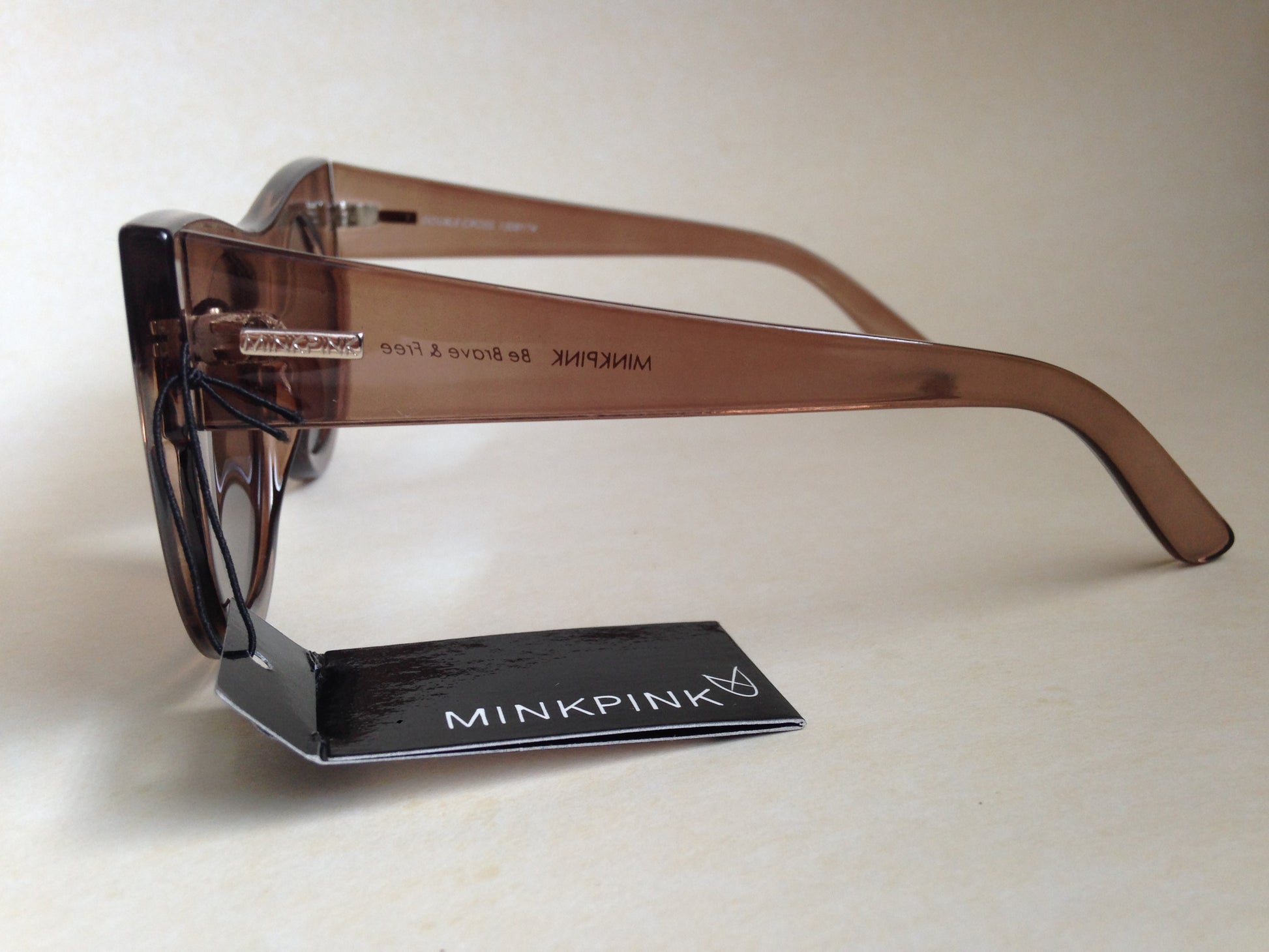 Minkpink Sunglasses New Authentic Double Cross Round Cat Eye Brown Blue Mirror - Sunglasses