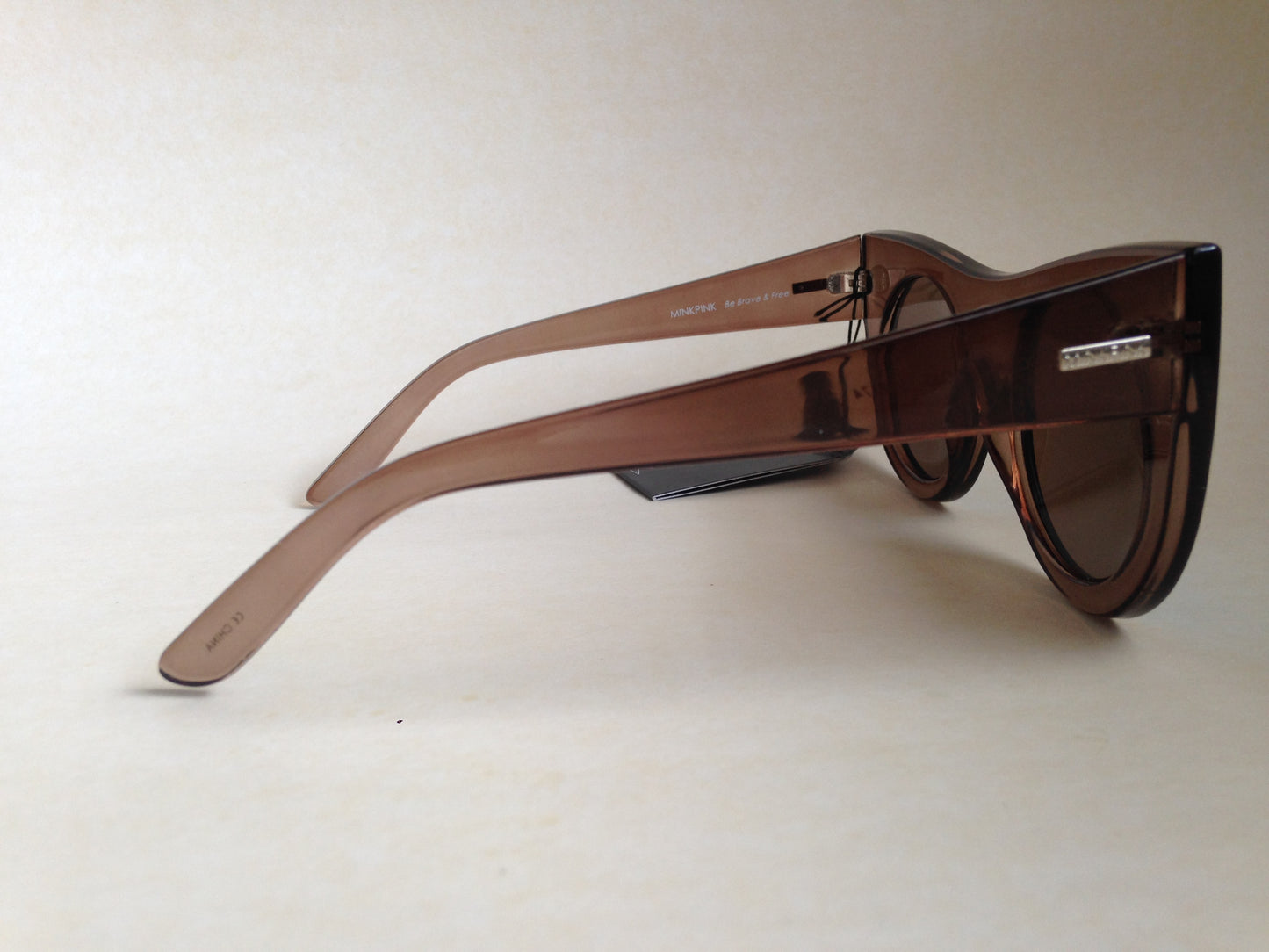 Minkpink Sunglasses New Authentic Double Cross Round Cat Eye Brown Blue Mirror - Sunglasses