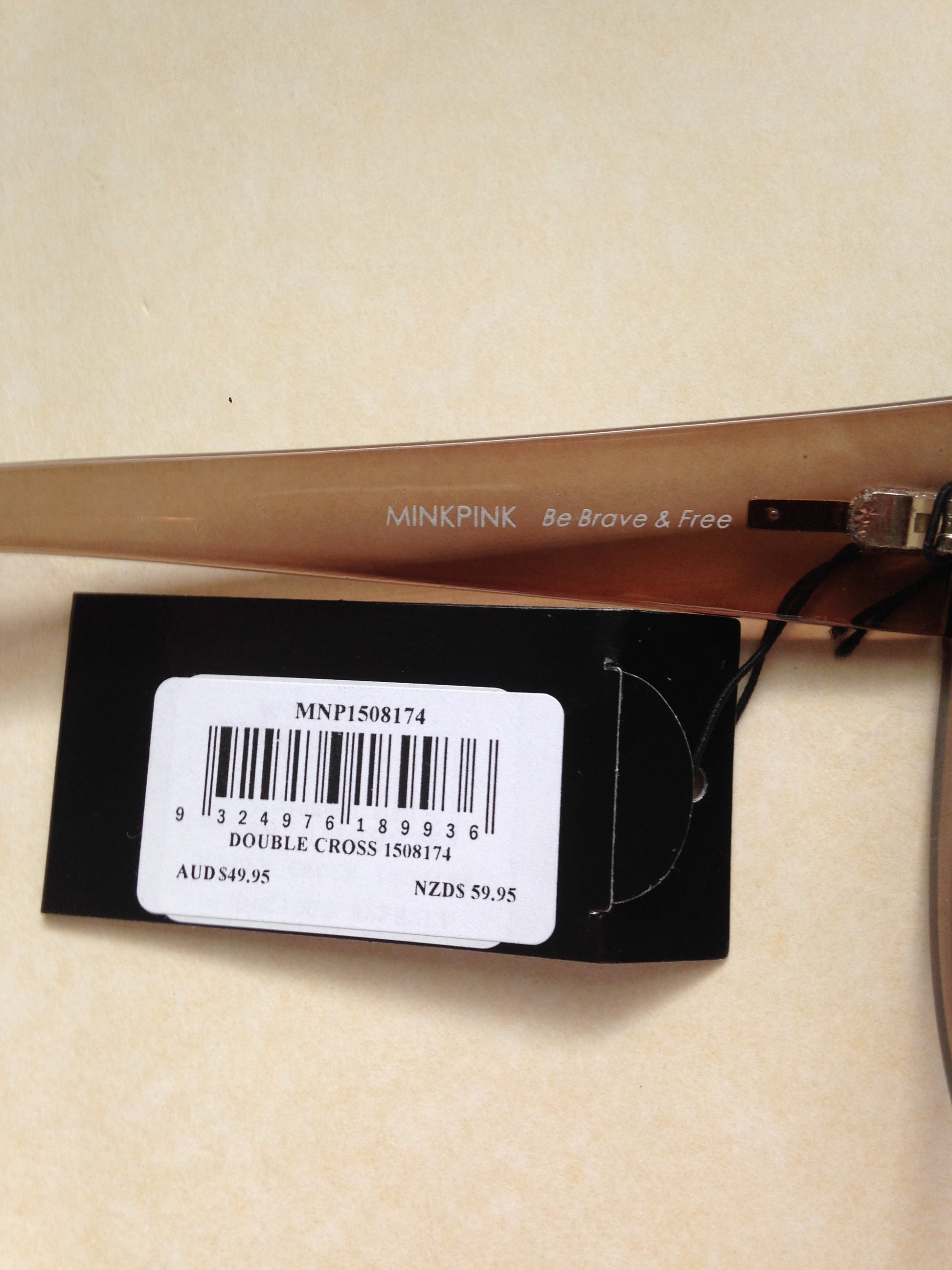 Minkpink Sunglasses New Authentic Double Cross Round Cat Eye Brown Blue Mirror - Sunglasses