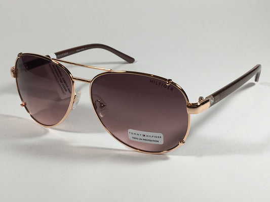 Tommy Hilfiger Bradshaw Aviator Sunglasses Rose Gold And Brown Frame Brown Gradient Lens BRADSHAW WM OL06 - Sunglasses