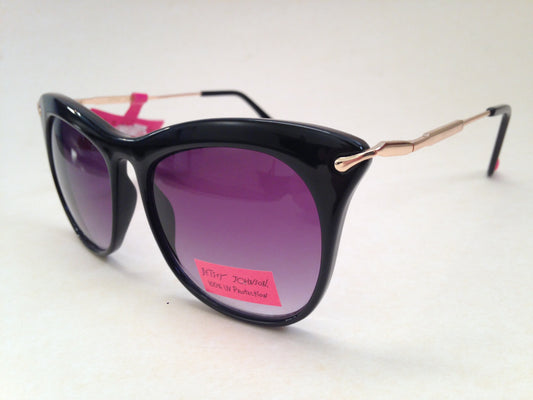 Betsey Johnson Bj843130 Sunglasses Extreme Cat Eye Gradient Lens Black Gold - Sunglasses