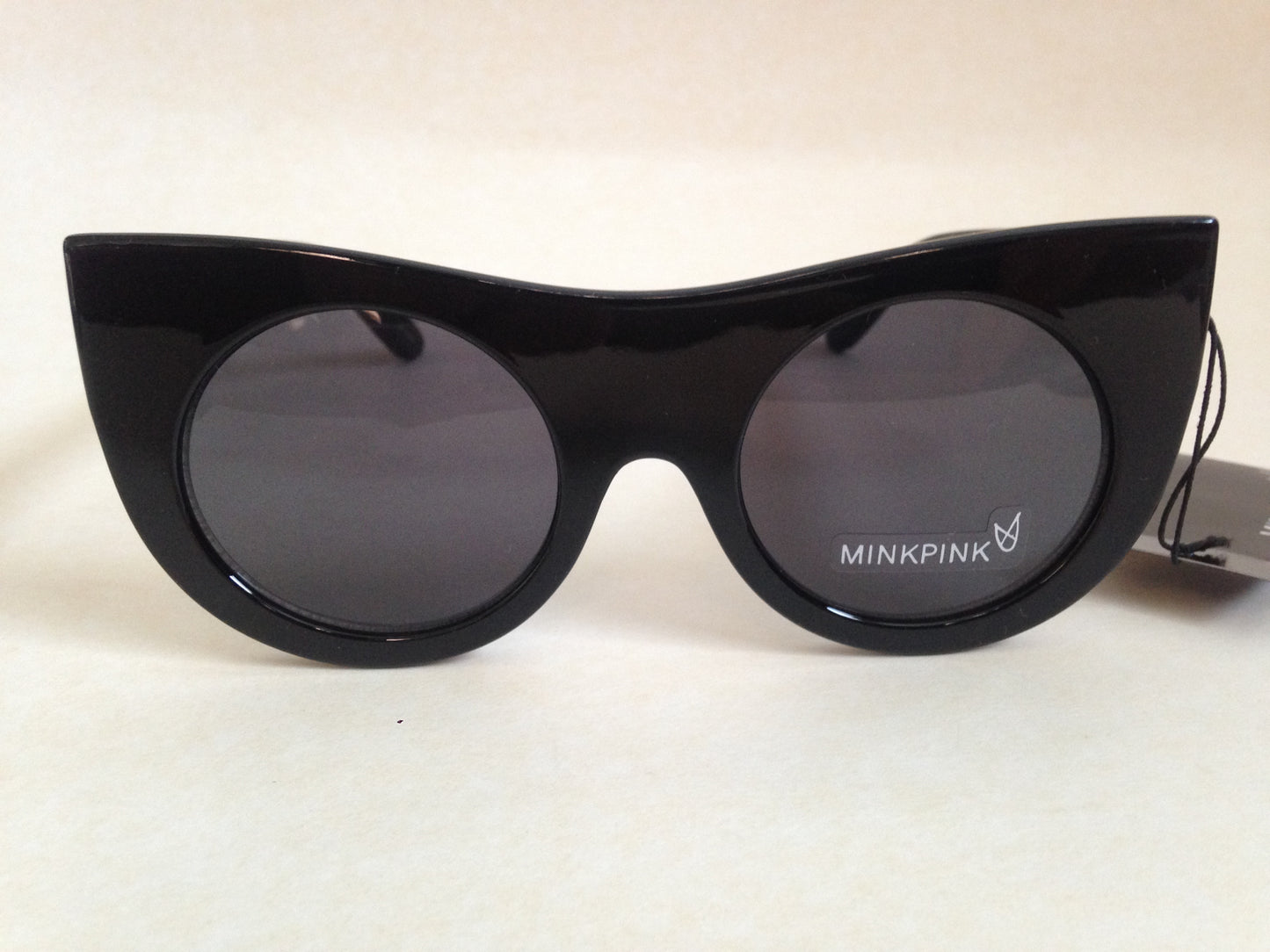 Minkpink Sunglasses New Authentic Double Cross Round Cat Eye Black With Leopard - Sunglasses