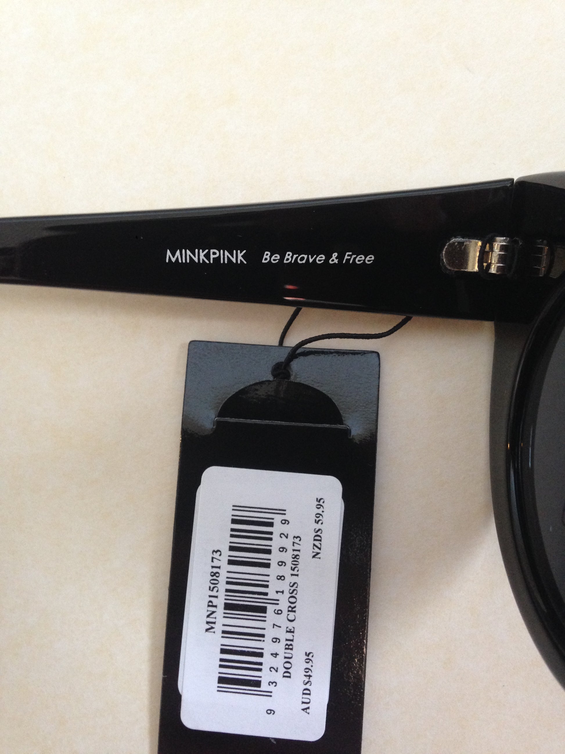 Minkpink Sunglasses New Authentic Double Cross Round Cat Eye Black With Leopard - Sunglasses