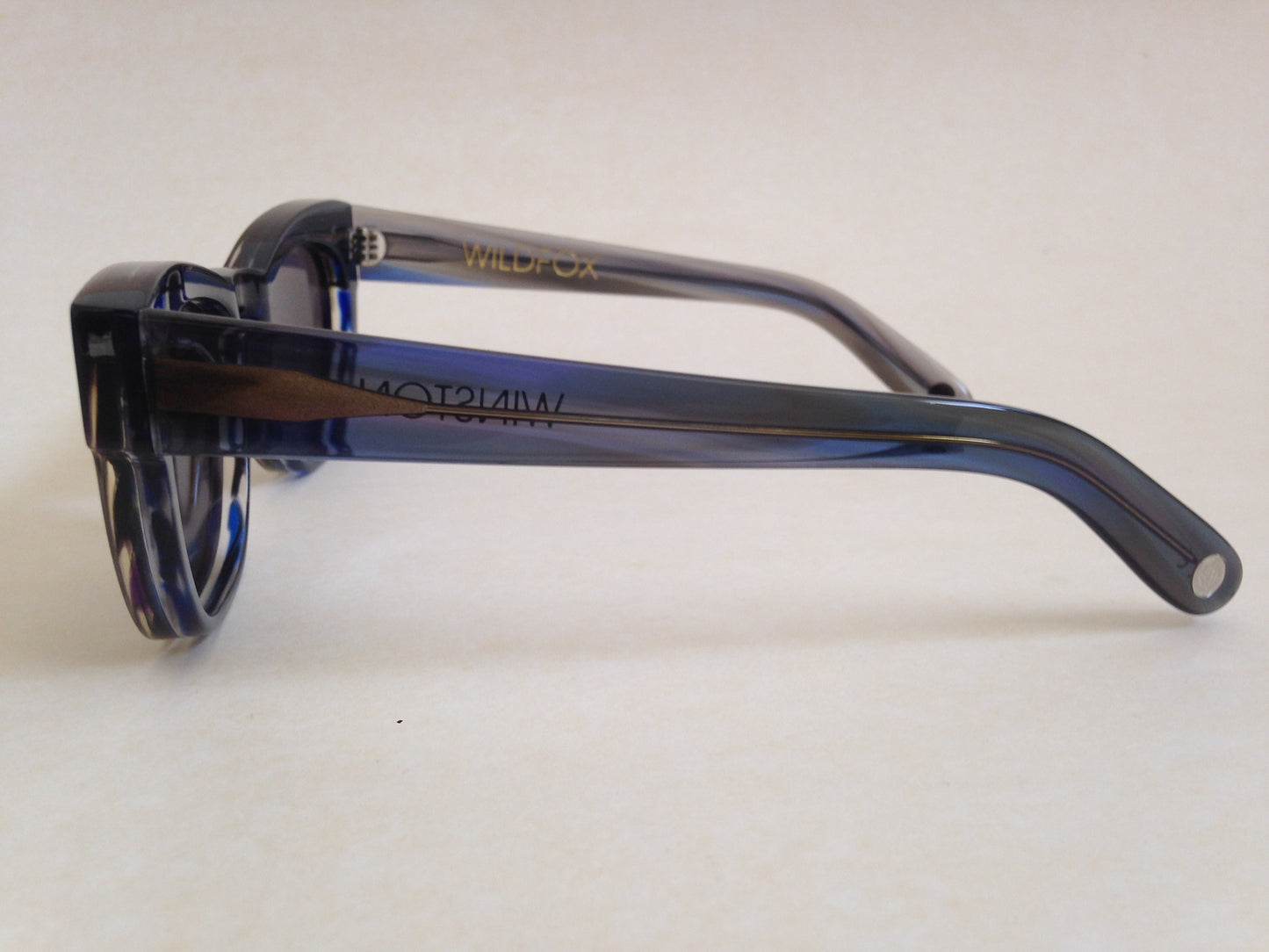Wildfox Winston Sunglasses Square Molded Acetate Clear Blue Gray Frame Gray Lens - Sunglasses