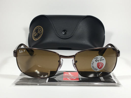 Ray-Ban Polarized Rectangle Sunglasses Brown B-15 Lens RB3478 014 57 - Sunglasses