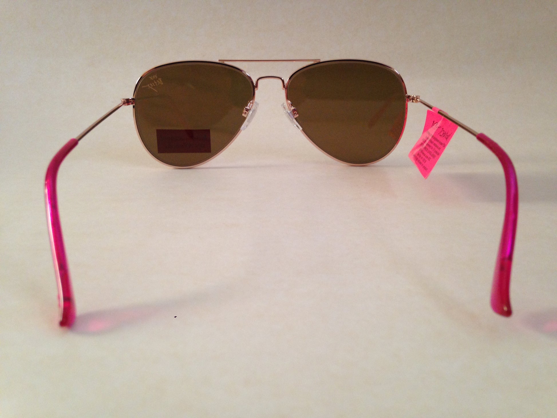 Betsey Johnson Flat Aviator Sunglasses Yellow Green Coral Flash Gold Pink 54 - Sunglasses