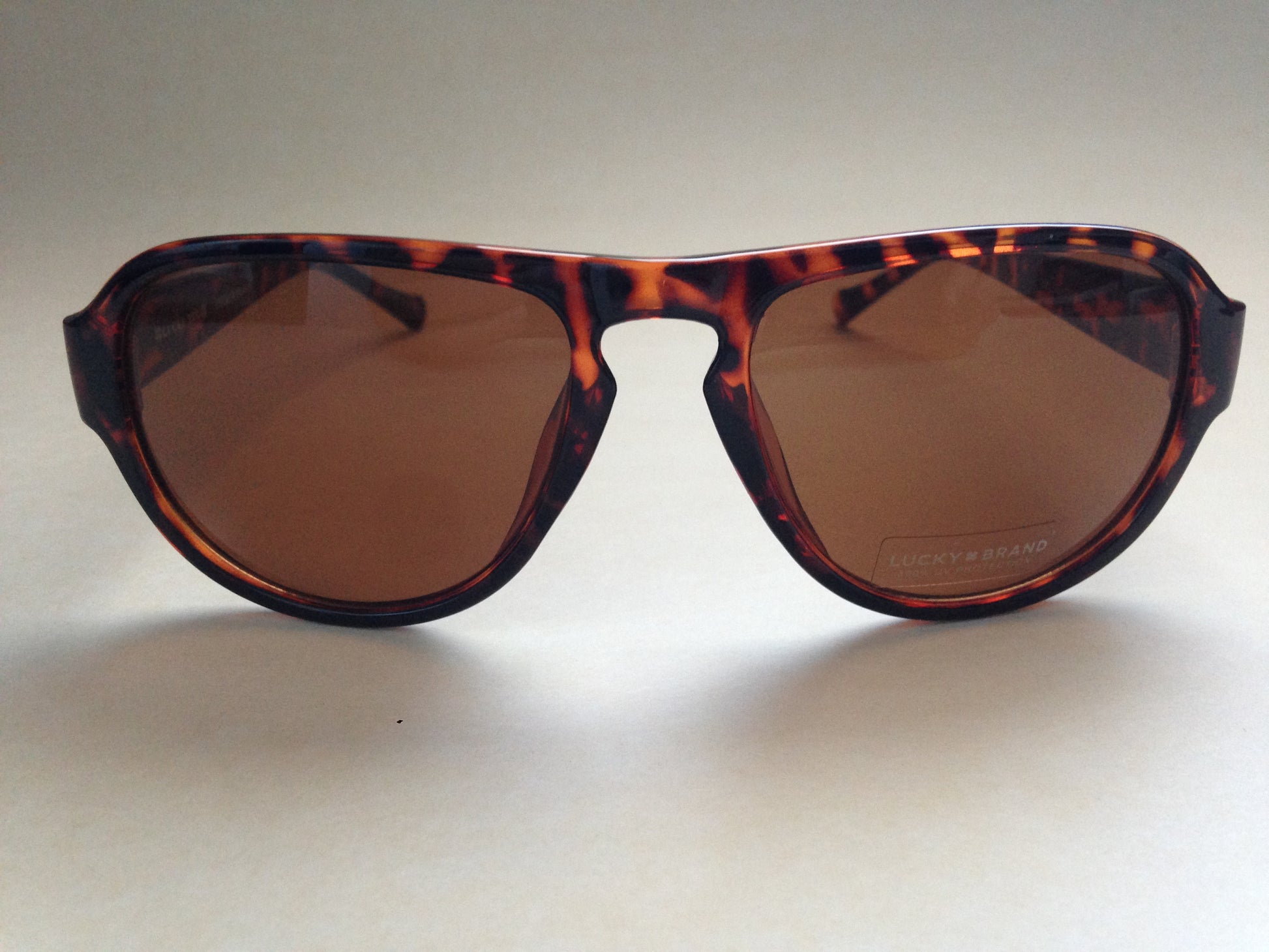 Lucky Brand Mens Recruiter Aviator Sunglasses Retro Keyhole Brown Tortoise 57 - Sunglasses