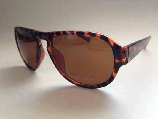 Lucky Brand Mens Recruiter Aviator Sunglasses Retro Keyhole Brown Tortoise 57 - Sunglasses