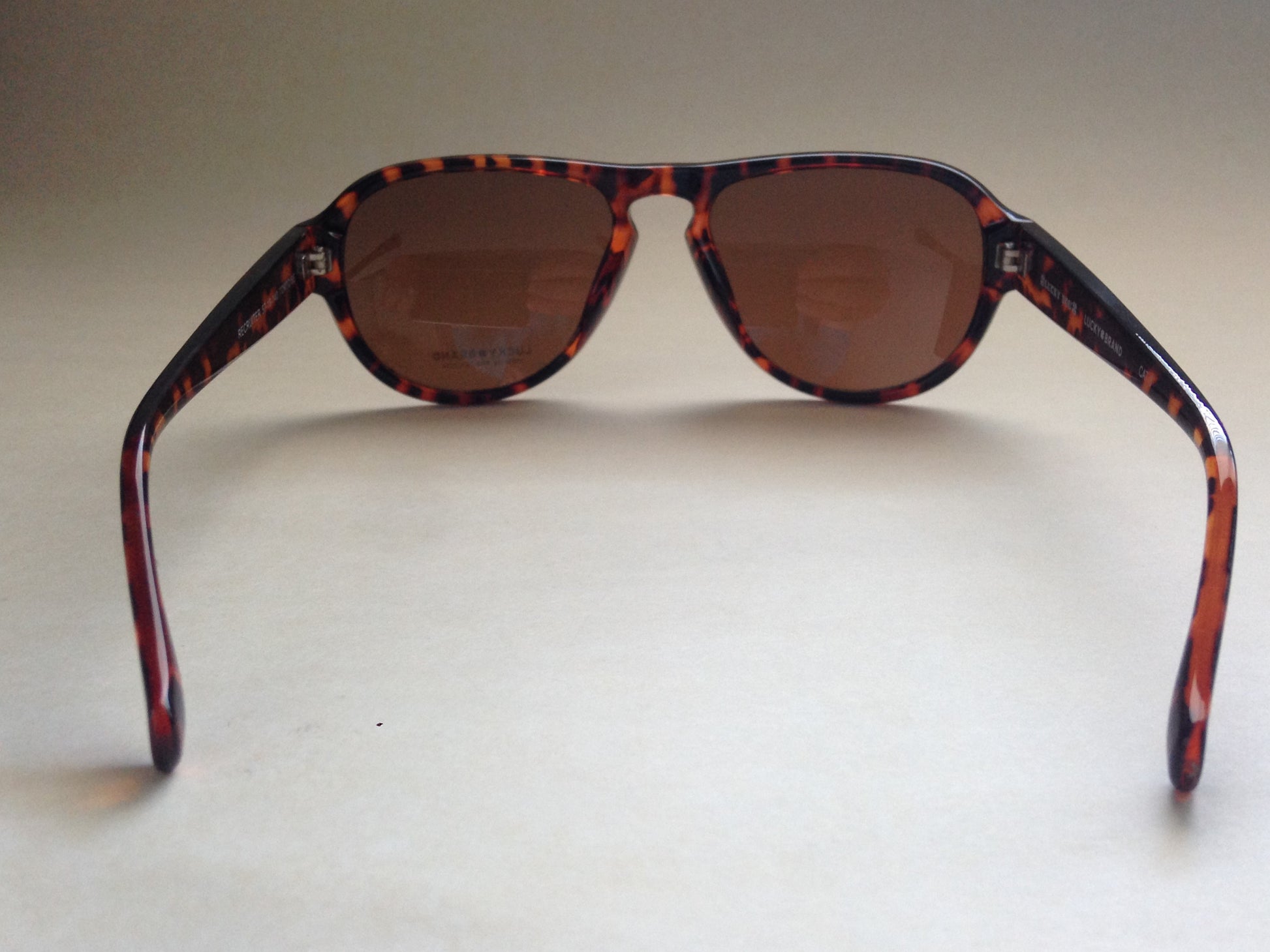 Lucky Brand Mens Recruiter Aviator Sunglasses Retro Keyhole Brown Tortoise 57 - Sunglasses