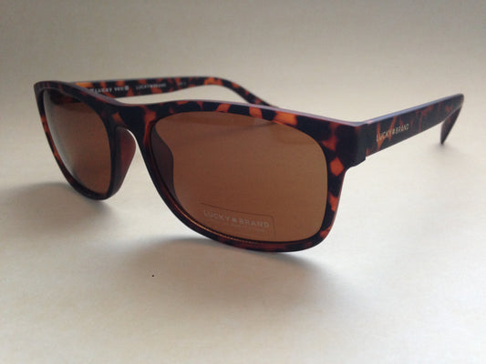 Lucky Brand Mens Midnight Sunglasses Rectangular Matte Brown Tortoise Plastic - Sunglasses