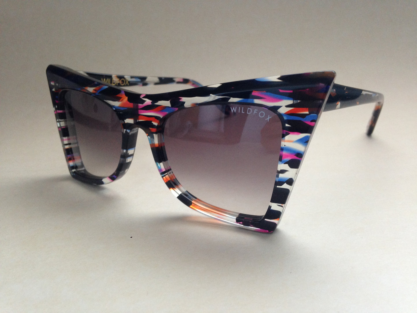 Wildfox Ivy Sunglasses Cat Eye Fireworks Explosion Molded Acetate Frame Gray Gradient Lens - Sunglasses