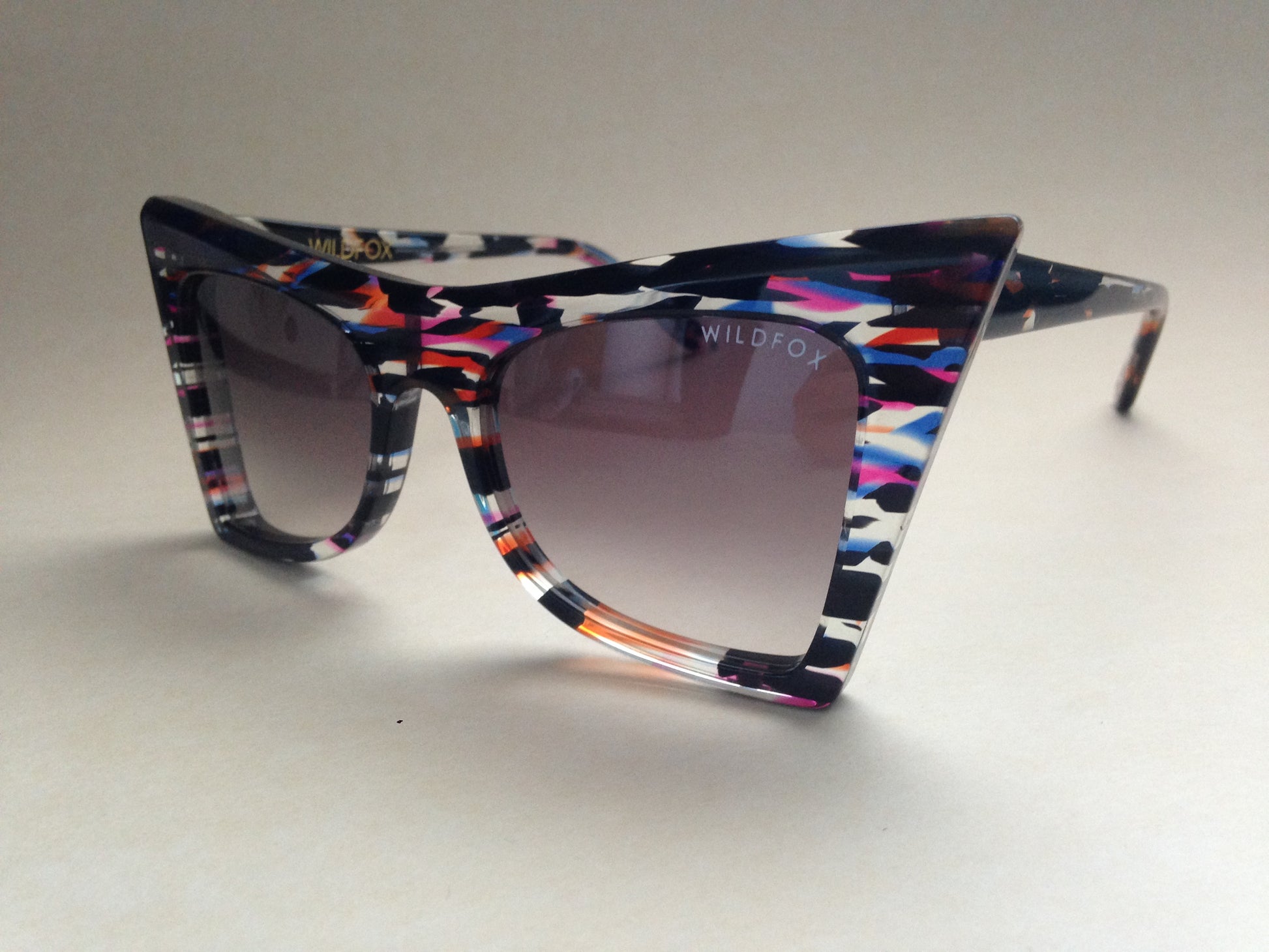 Wildfox Ivy Sunglasses Cat Eye Fireworks Explosion Molded Acetate Frame Gray Gradient Lens - Sunglasses
