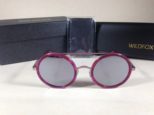 Wildfox Winona Wet Paint Sunglasses Round Pink Purple Frame Gray Mirror Lens - Sunglasses