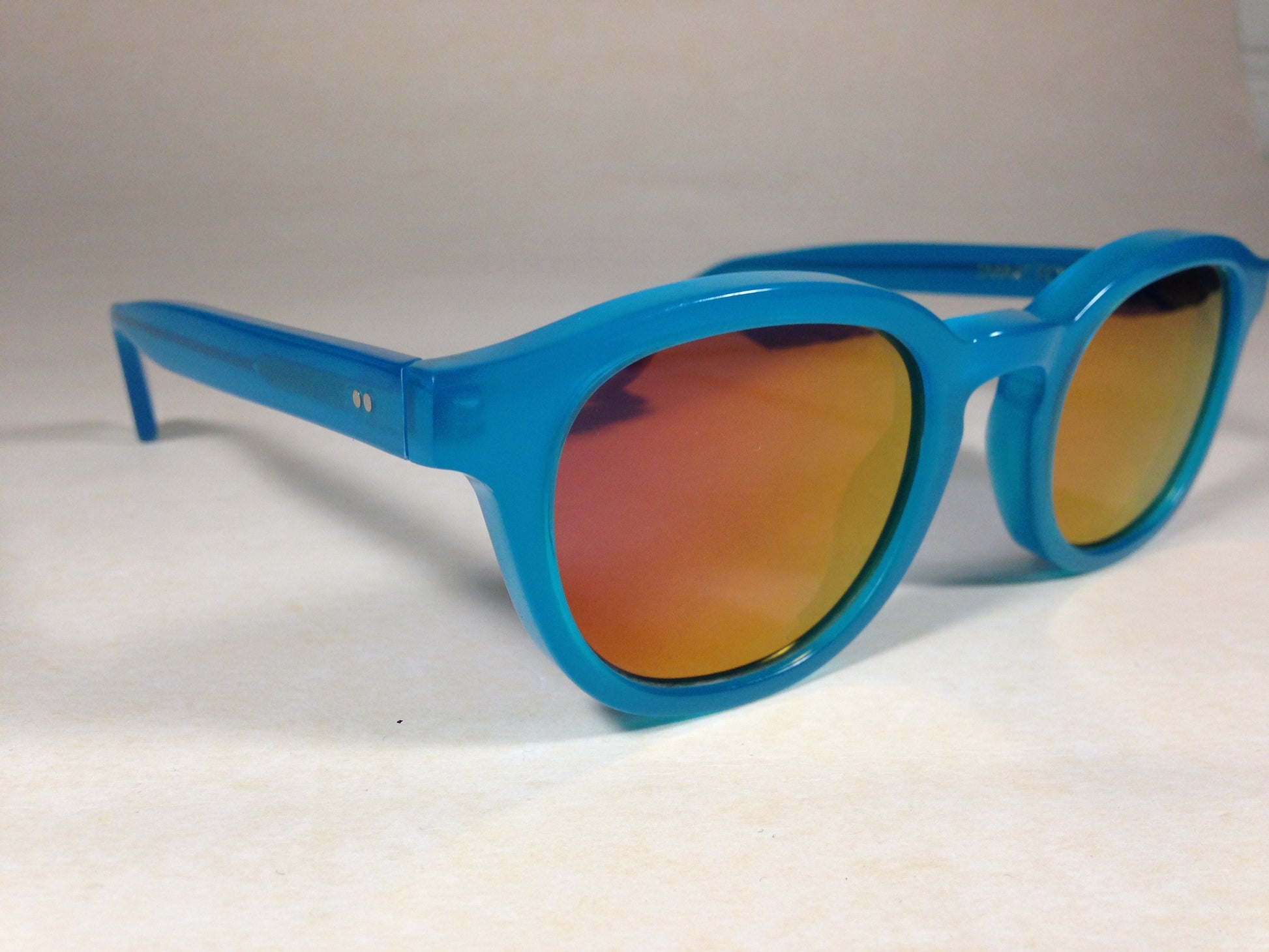 Wildfox Smart Fox Deluxe Turks Sunglasses Square Blue Frame Orange Pink Mirror Lens - Sunglasses