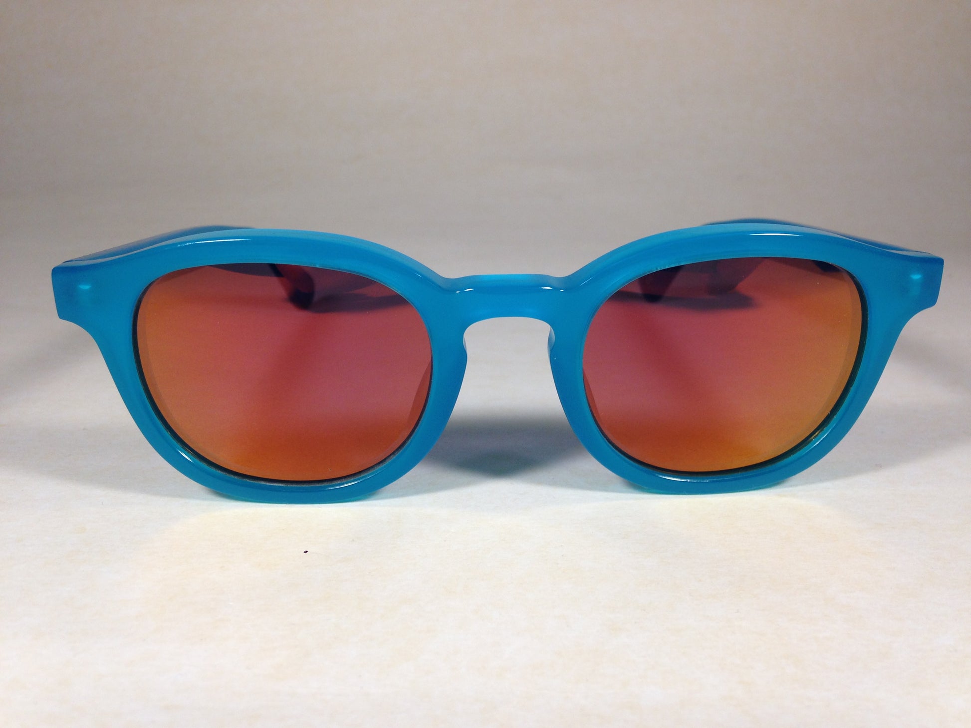 Wildfox Smart Fox Deluxe Turks Sunglasses Square Blue Frame Orange Pink Mirror Lens - Sunglasses