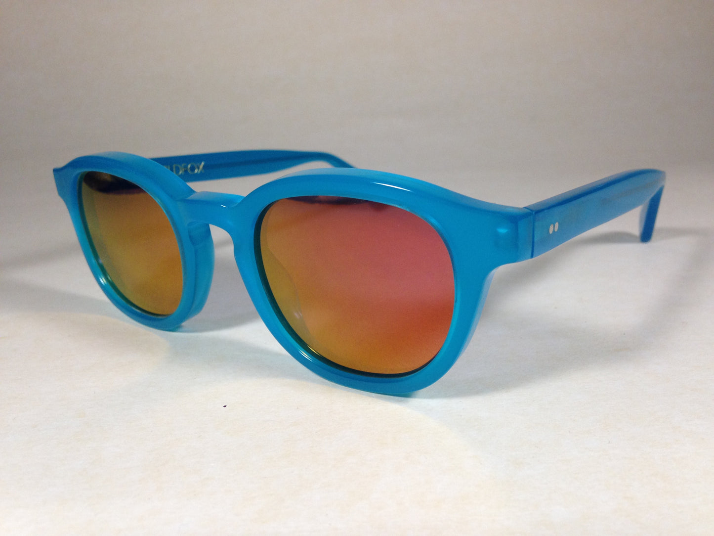 Wildfox Smart Fox Deluxe Turks Sunglasses Square Blue Frame Orange Pink Mirror Lens - Sunglasses