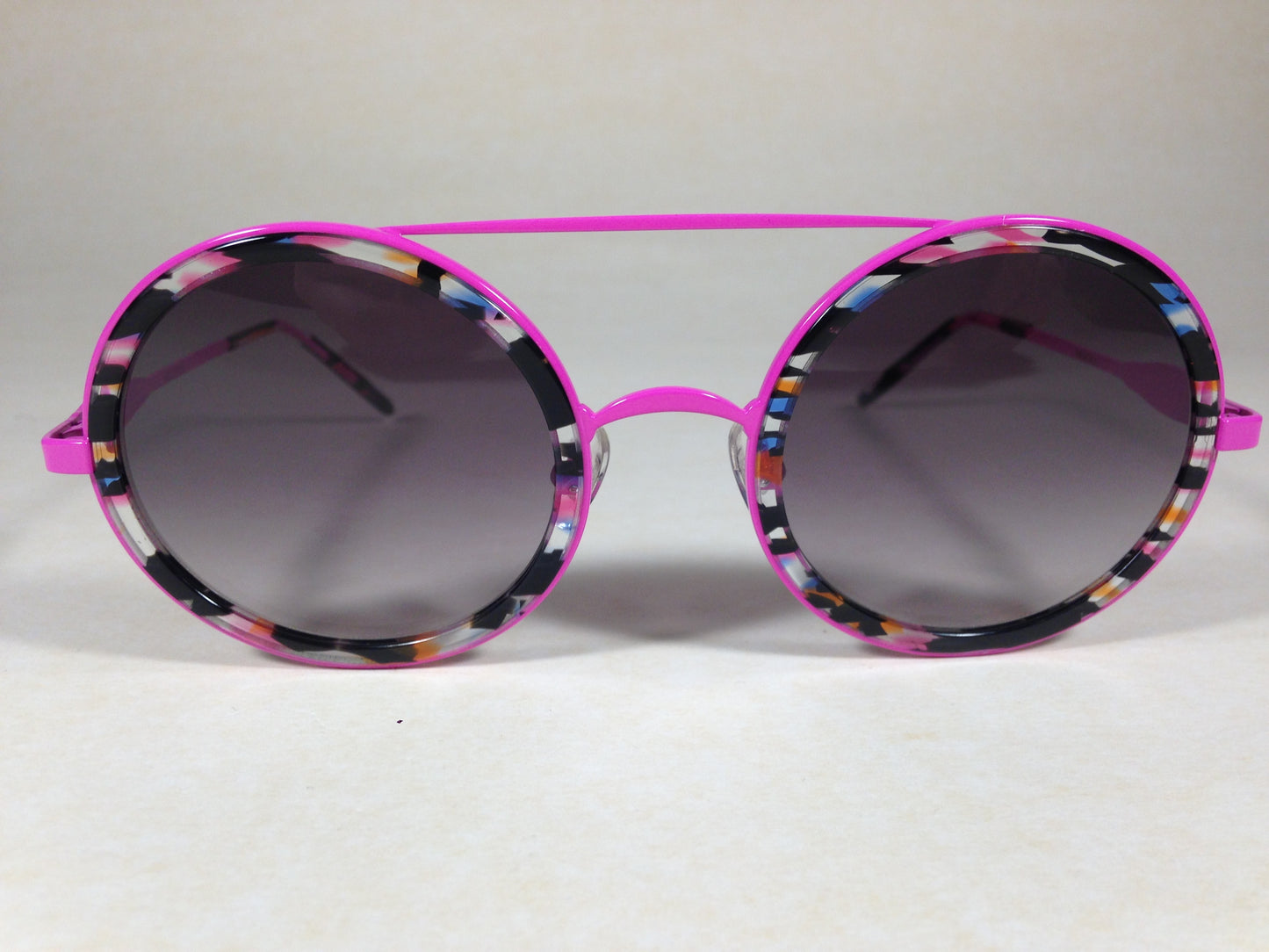 Wildfox Winona Fireworks Sunglasses Round Pink Black Frame Gray Gradient Lens - Sunglasses