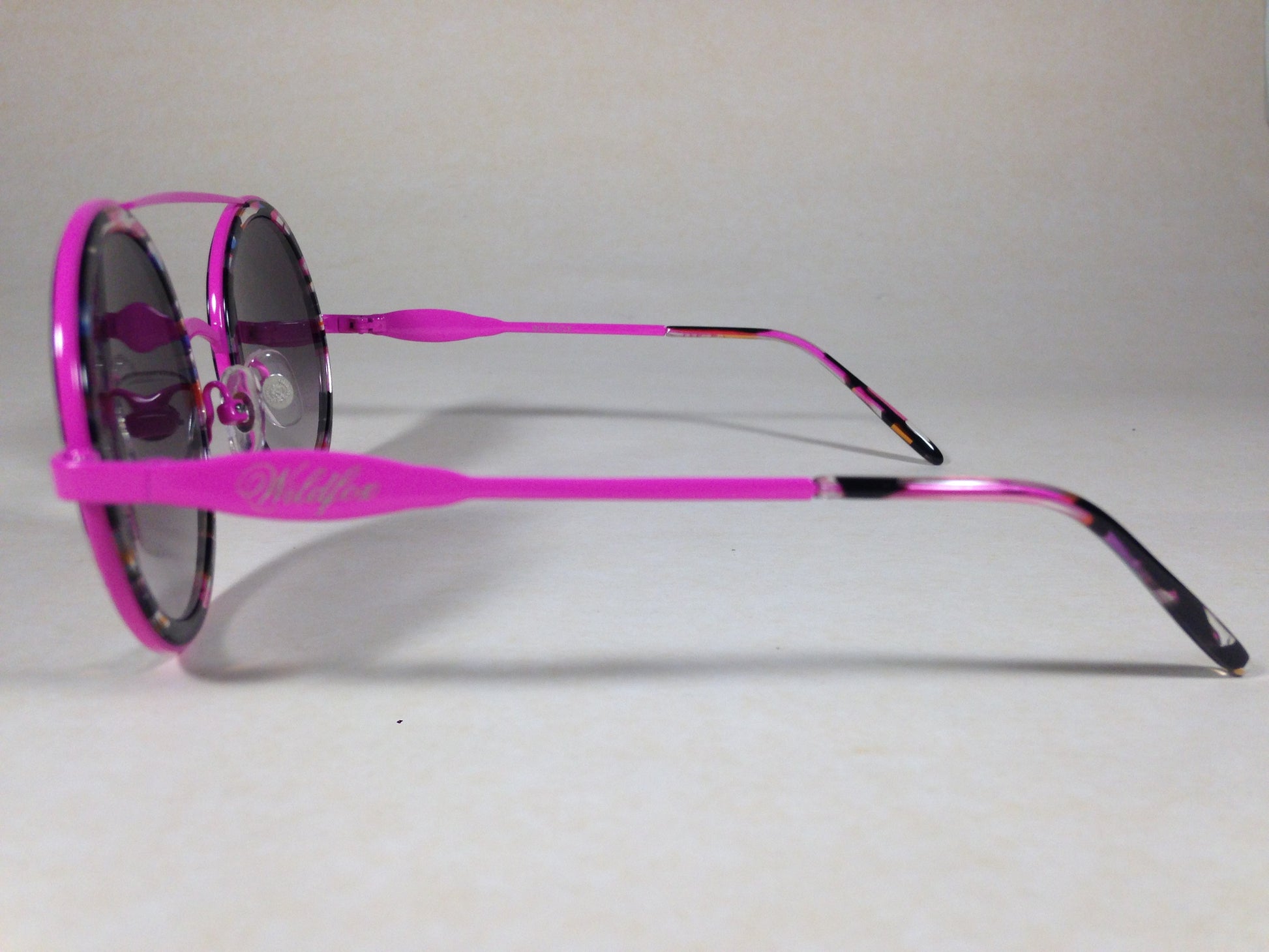 Wildfox Winona Fireworks Sunglasses Round Pink Black Frame Gray Gradient Lens - Sunglasses