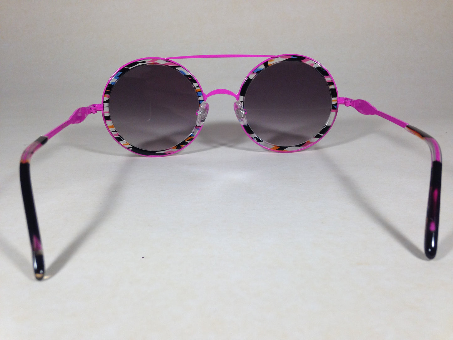 Wildfox Winona Fireworks Sunglasses Round Pink Black Frame Gray Gradient Lens - Sunglasses