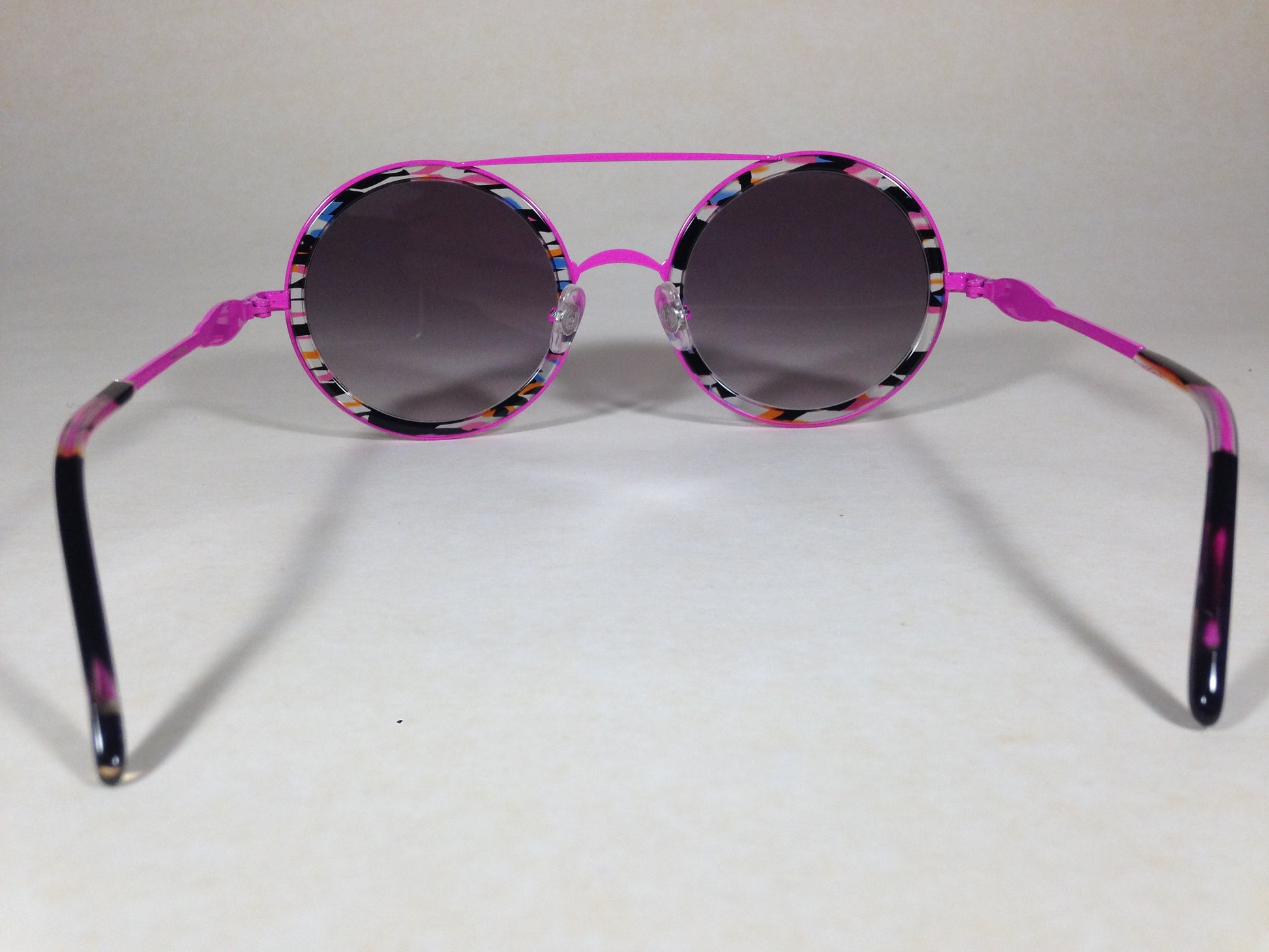Wildfox Winona Fireworks Sunglasses Round Pink Black Frame Gray Gradient Lens - Sunglasses