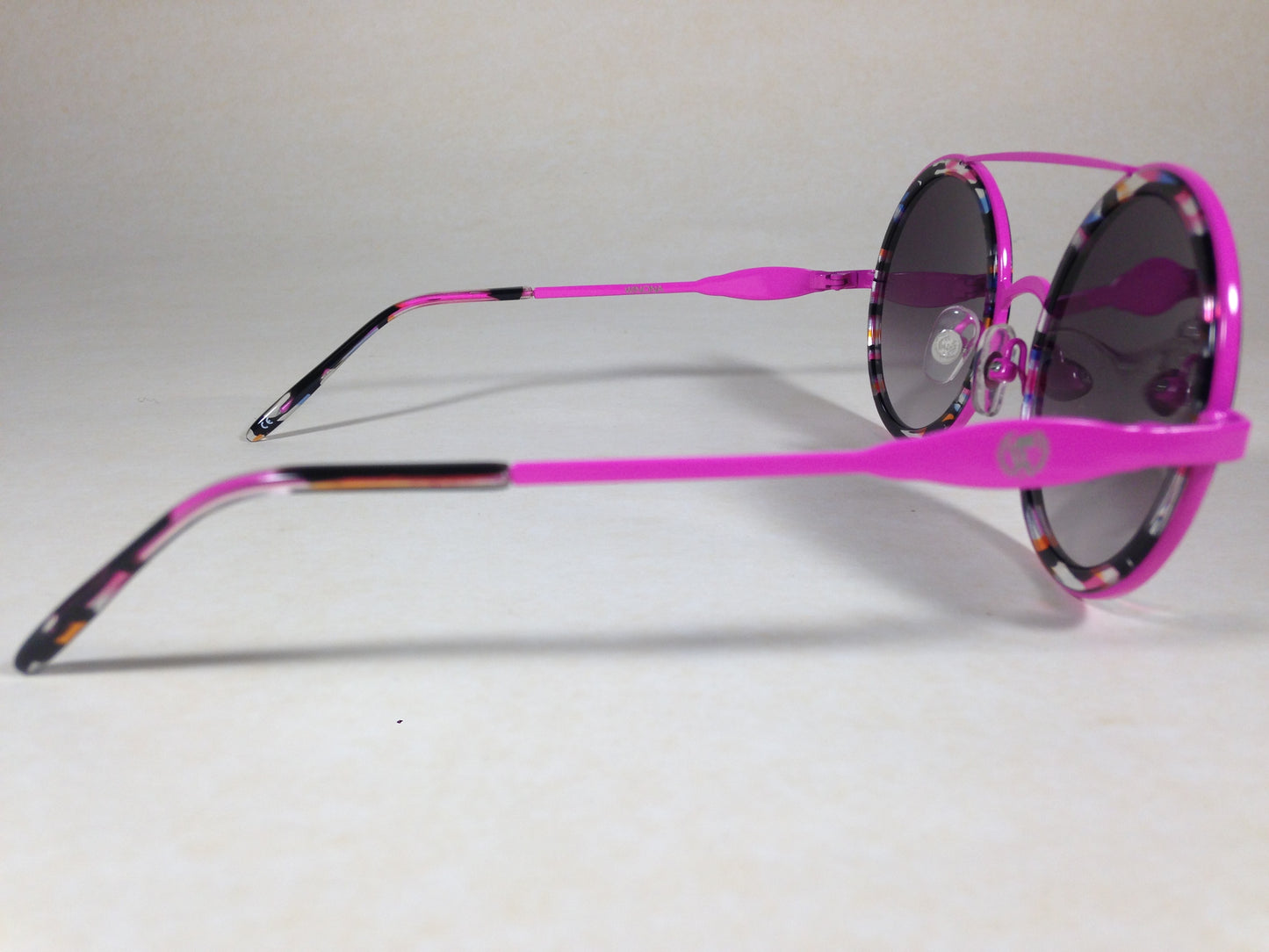 Wildfox Winona Fireworks Sunglasses Round Pink Black Frame Gray Gradient Lens - Sunglasses
