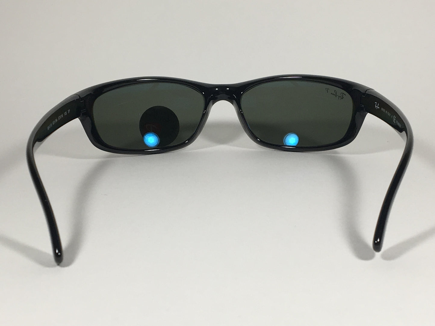 Ray-Ban Polarized Small Predator Active Lifestyle Sunglasses RB4115 601/9A Wrap Black Gloss Green Lens - Sunglasses