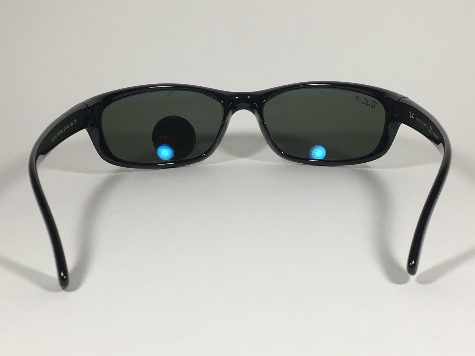 Ray-Ban Polarized Small Predator Active Lifestyle Sunglasses RB4115 601/9A Wrap Black Gloss Green Lens - Sunglasses