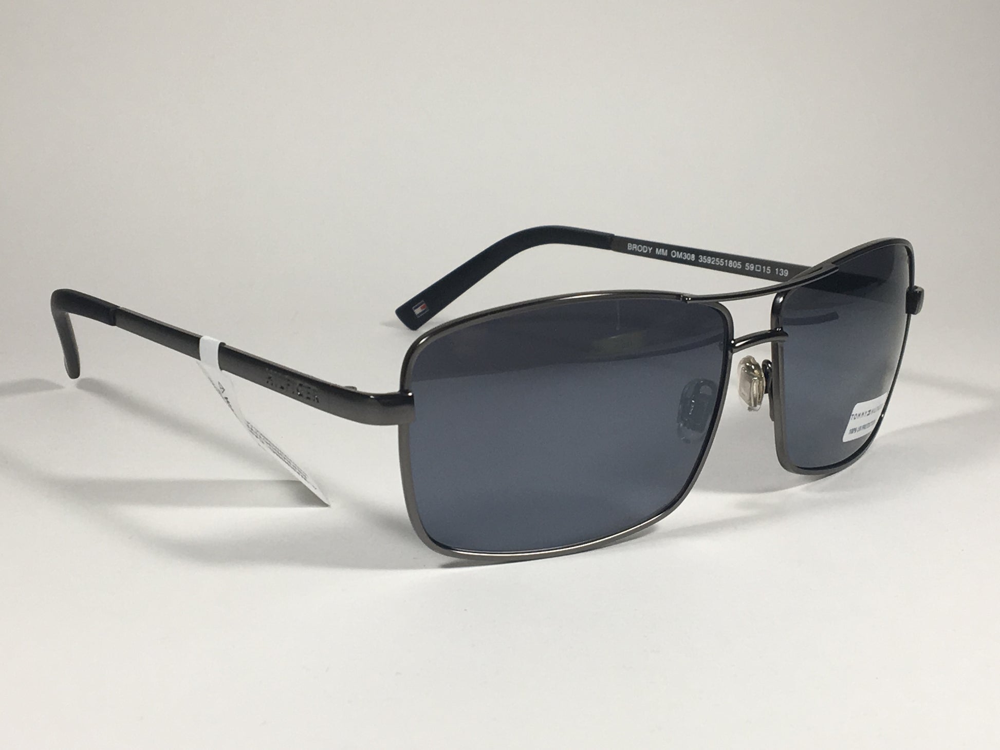 Tommy Hilfiger Brody Rectangle Sunglasses Gunmetal Gray Frame Gray Lens BRODY MM OM308 - Sunglasses