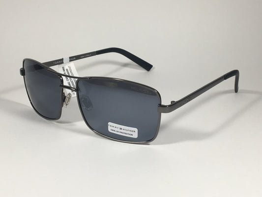 Tommy Hilfiger Brody Rectangle Sunglasses Gunmetal Gray Frame Gray Lens BRODY MM OM308 - Sunglasses