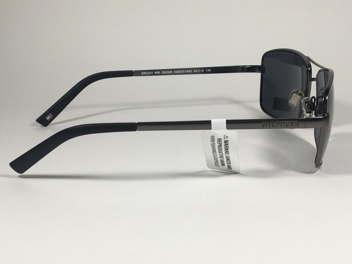 Tommy Hilfiger Brody Rectangle Sunglasses Gunmetal Gray Frame Gray Lens BRODY MM OM308 - Sunglasses