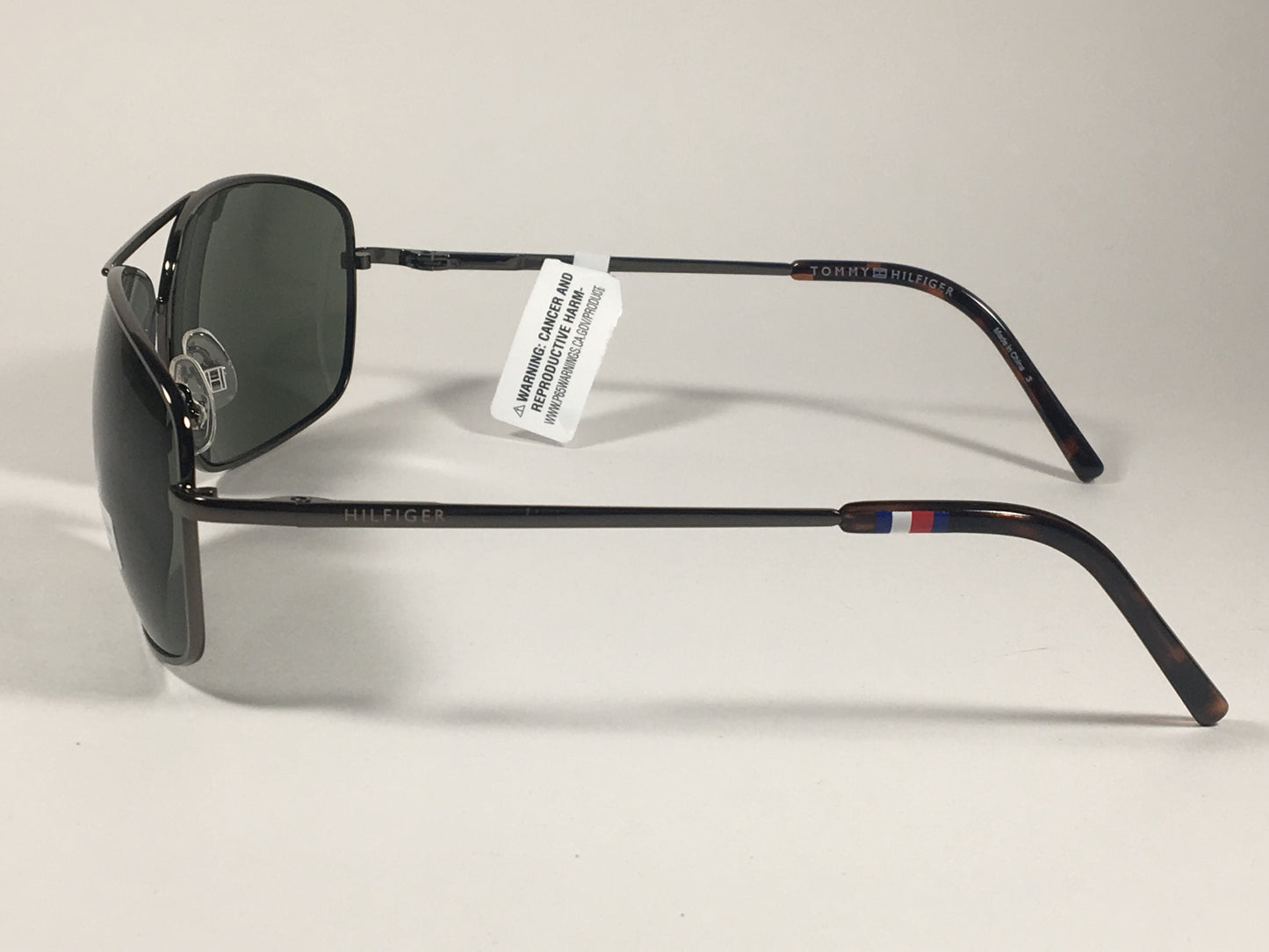 Tommy Hilfiger Edward Rectangle Sunglasses Gunmetal Frame Gray Green Lens EDWARD MM OM48 - Sunglasses