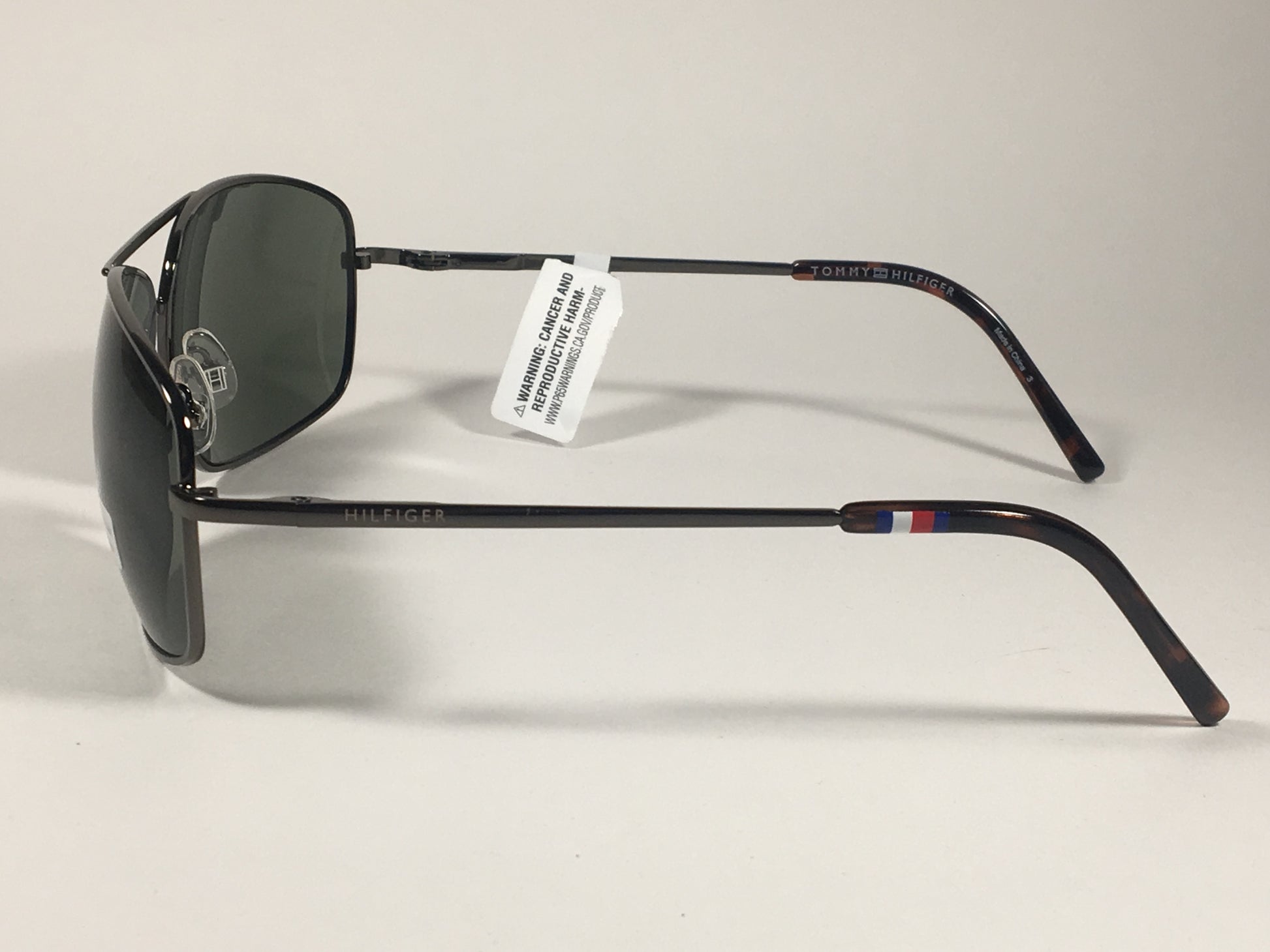 Tommy Hilfiger Edward Rectangle Sunglasses Gunmetal Frame Gray Green Lens EDWARD MM OM48 - Sunglasses
