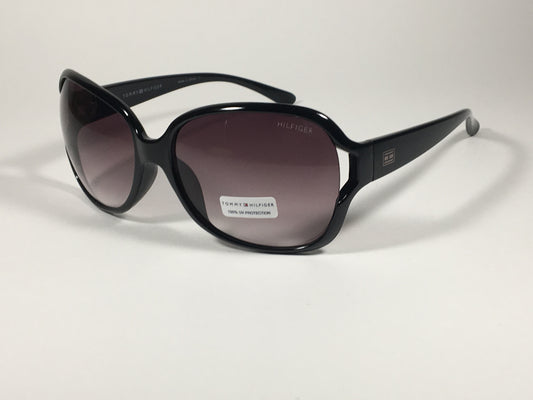 Tommy Hilfiger Trista Oversize Vented Sunglasses Black Gloss Frame Smoke Gradient Lens TRISTA WP OL33 - Sunglasses