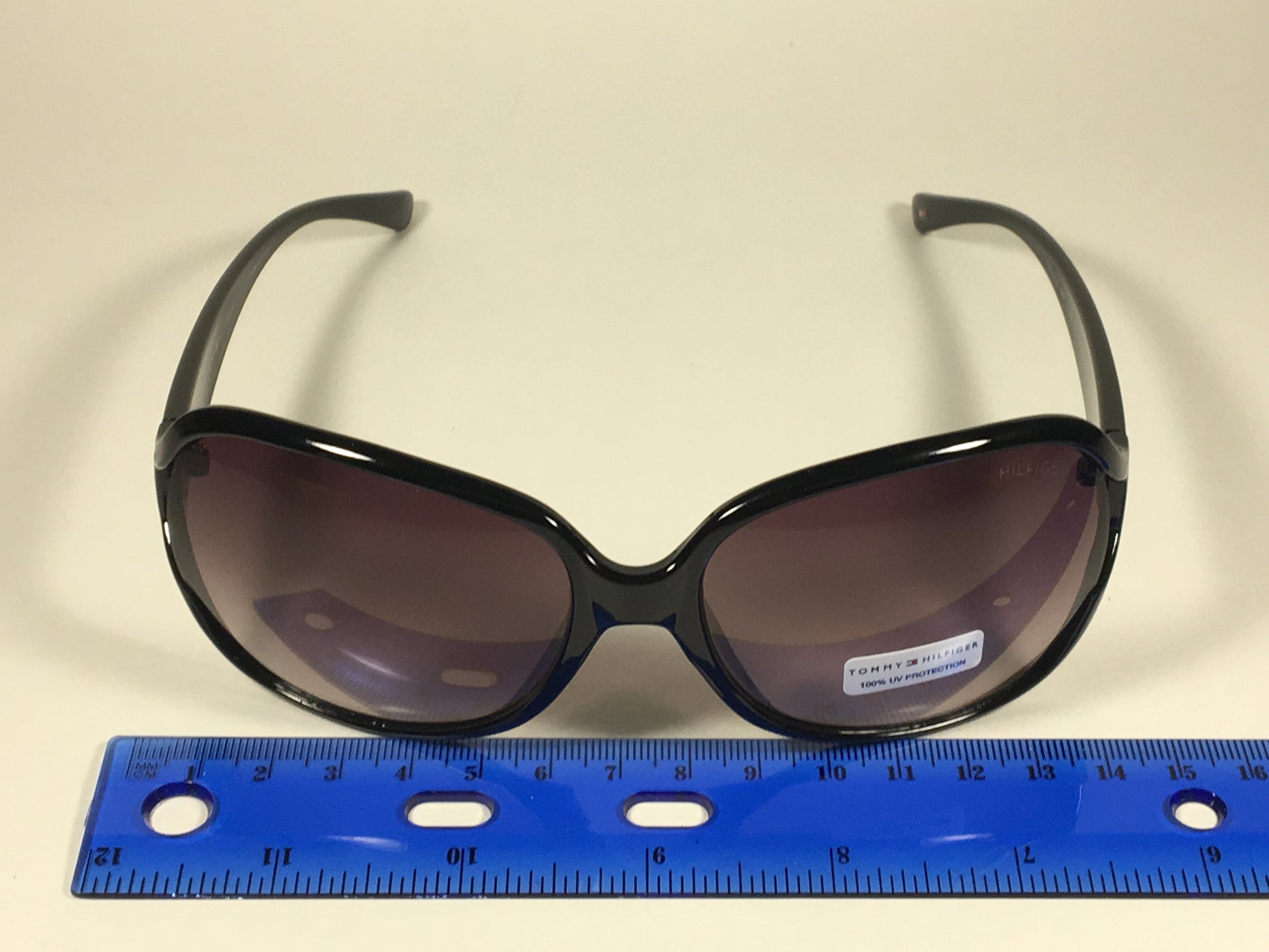 Tommy Hilfiger Trista Oversize Vented Sunglasses Black Gloss Frame Smoke Gradient Lens TRISTA WP OL33 - Sunglasses