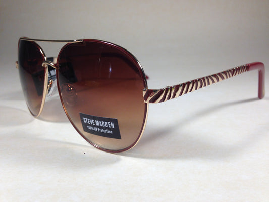 Steve Madden Brow Bar Aviator Sunglasses Gold Red Rose Brown Gradient S5570 Gld/rse Gld - Sunglasses