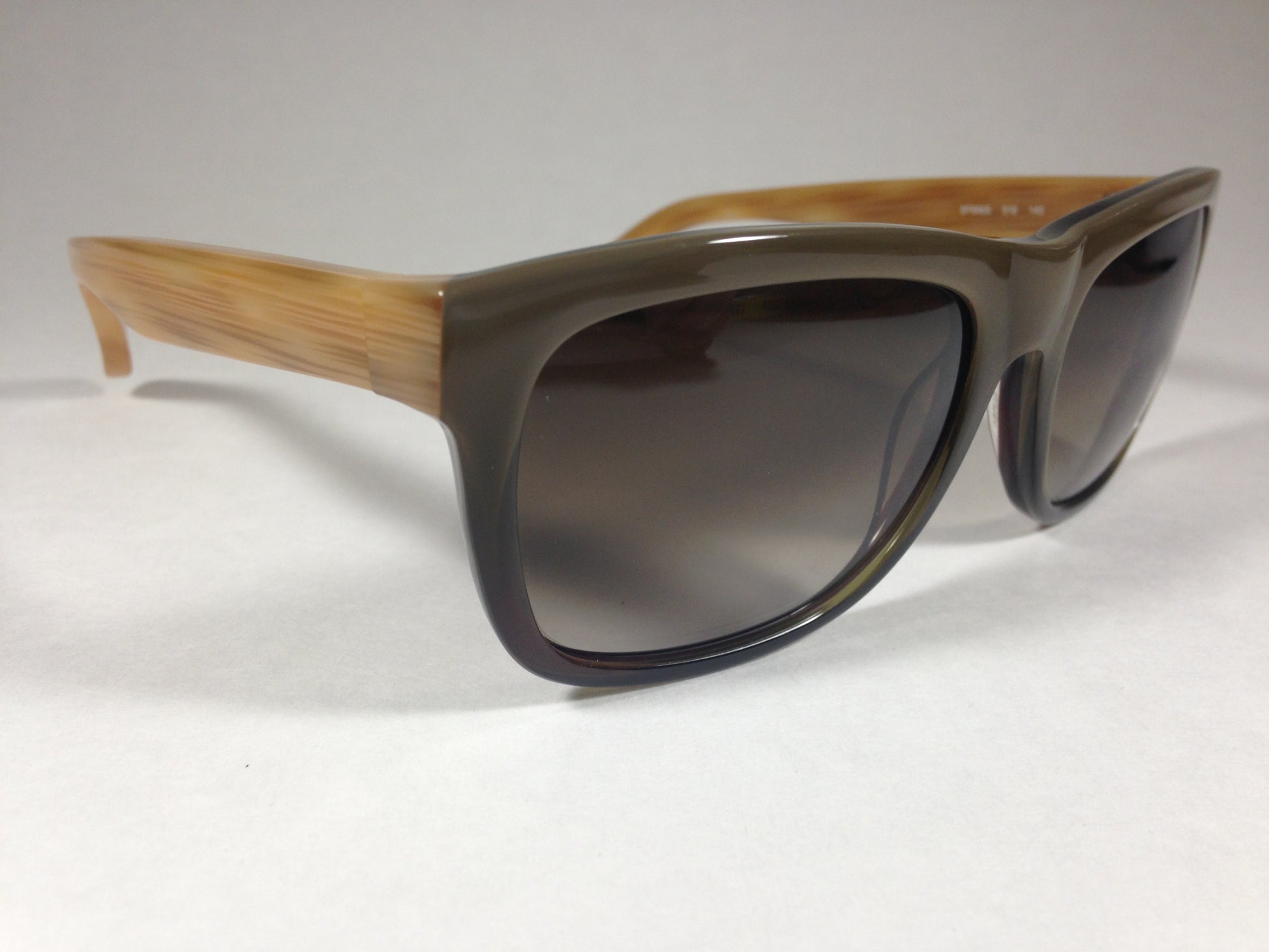 Salvatore Ferragamo Square Sunglasses Wood Pattern Dark Green Olive Frame Brown Gray Lens Sf686S 318 - Sunglasses