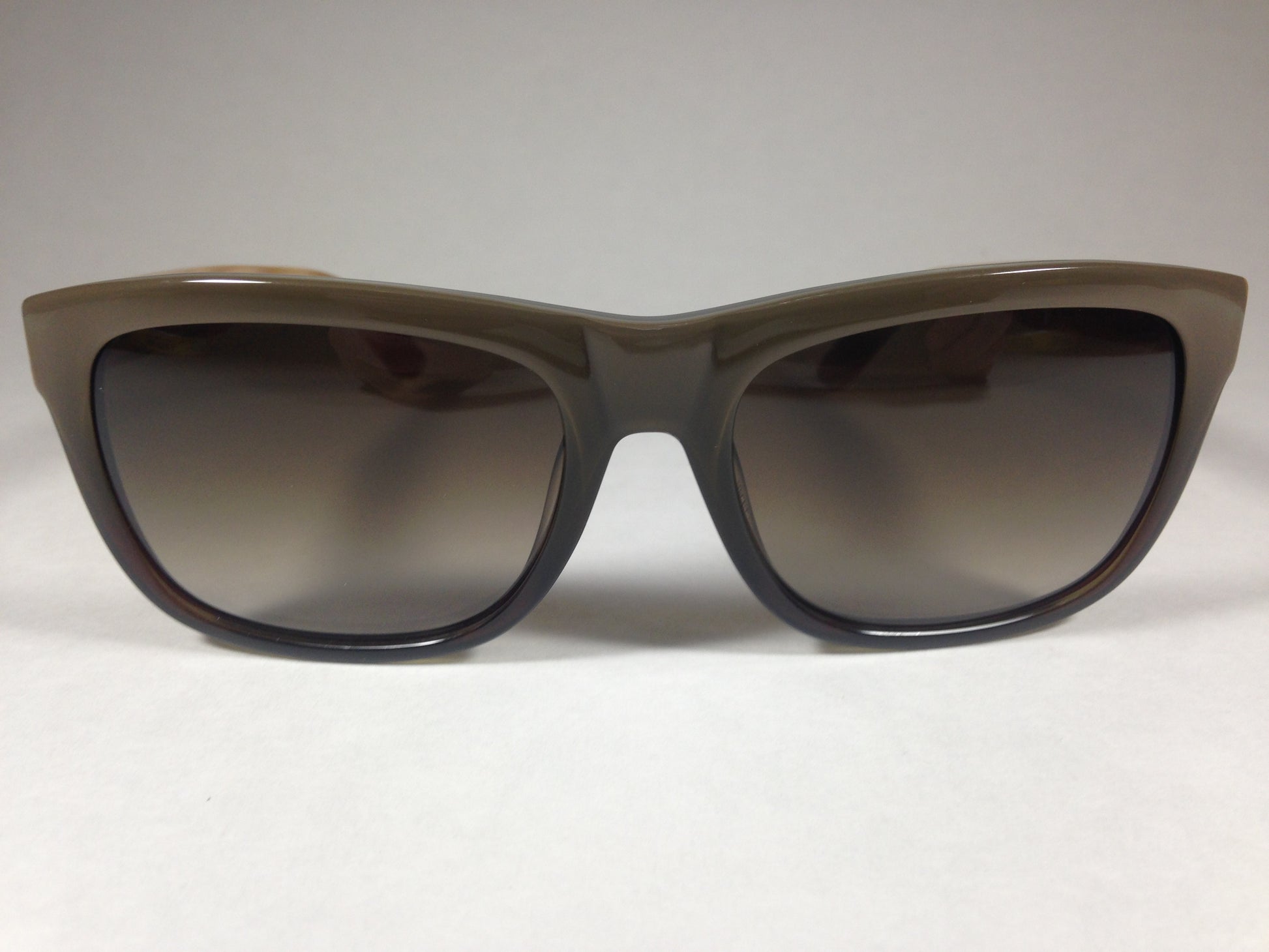 Salvatore Ferragamo Square Sunglasses Wood Pattern Dark Green Olive Frame Brown Gray Lens Sf686S 318 - Sunglasses