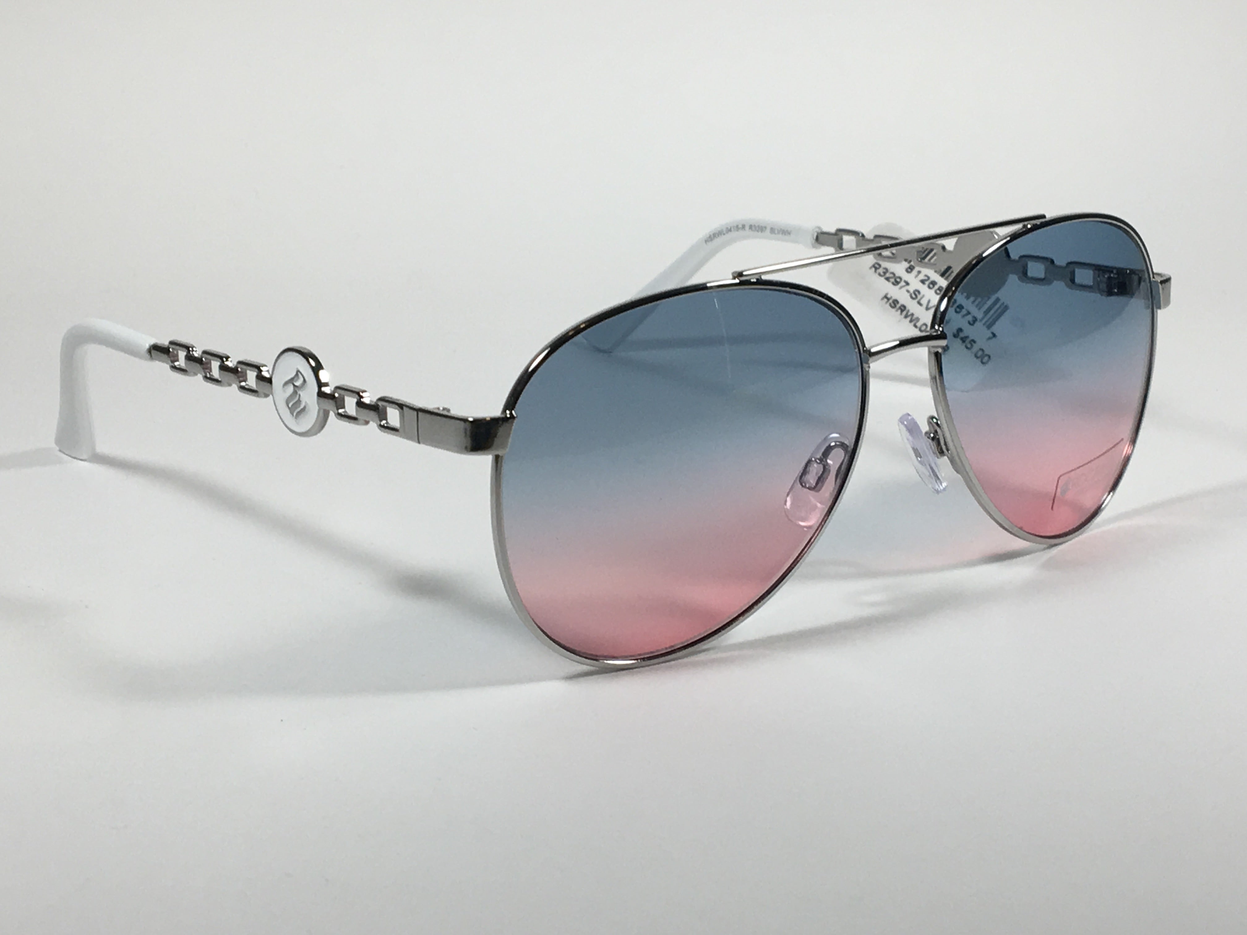 Rocawear Aviator Pilot Sunglasses Blue Pink Lens Silver White R3297 SL TheSunglassFashion
