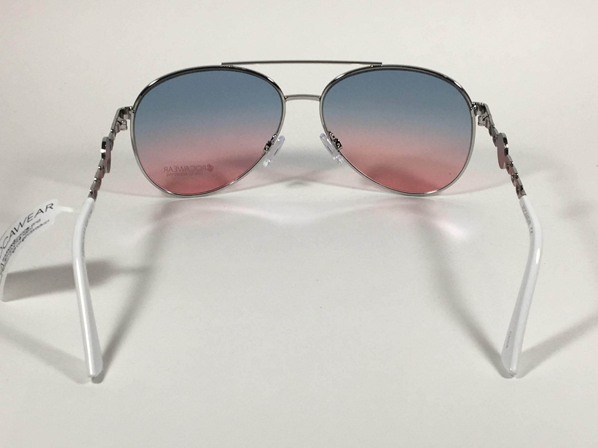 Rocawear Aviator Pilot Sunglasses Blue Pink Lens Silver White R3297 SLVWH - Sunglasses