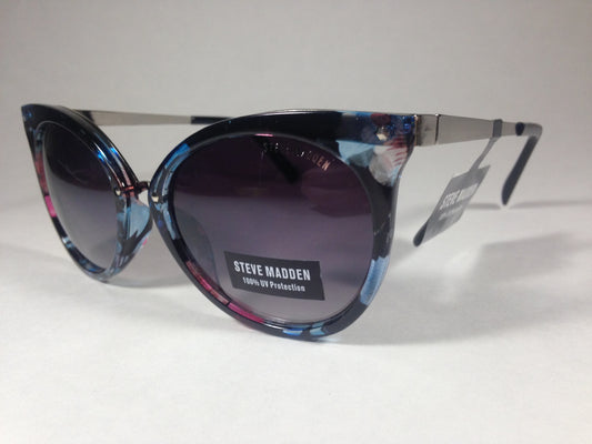 Steve Madden Cat Eye Sunglasses Flowers Smoke Gradient Lens Silver Metal Sm865127 Floral - Sunglasses