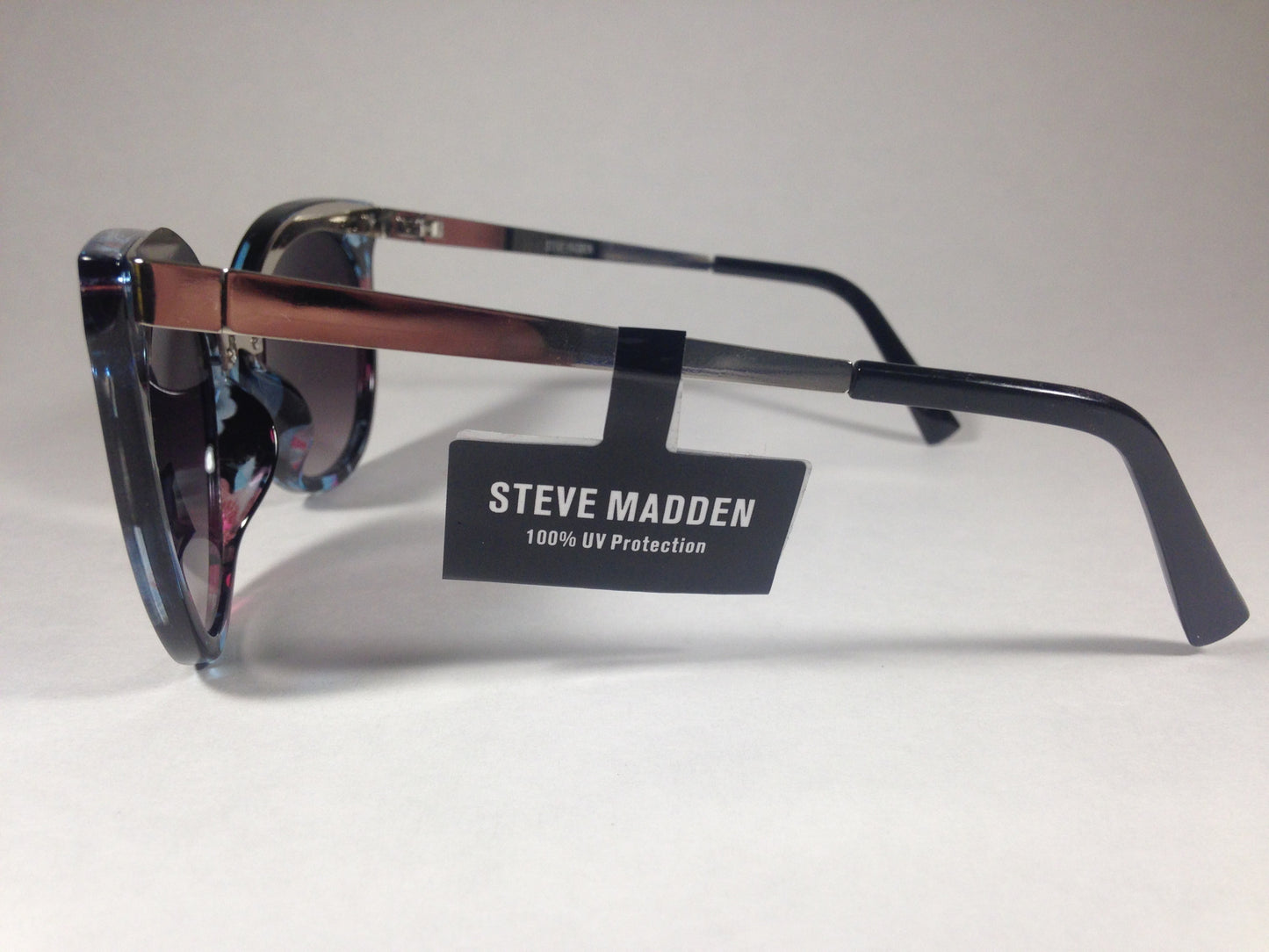 Steve Madden Cat Eye Sunglasses Flowers Smoke Gradient Lens Silver Metal Sm865127 Floral - Sunglasses