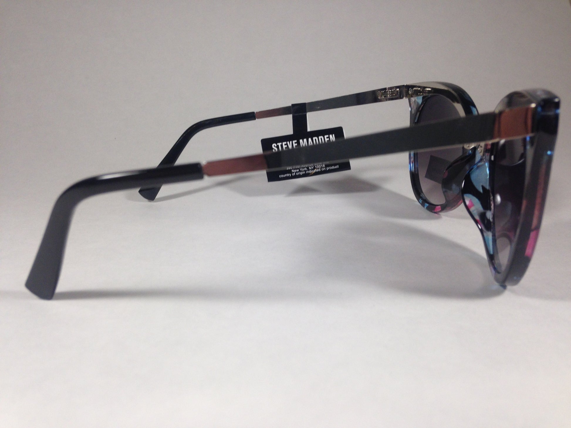 Steve Madden Cat Eye Sunglasses Flowers Smoke Gradient Lens Silver Metal Sm865127 Floral - Sunglasses