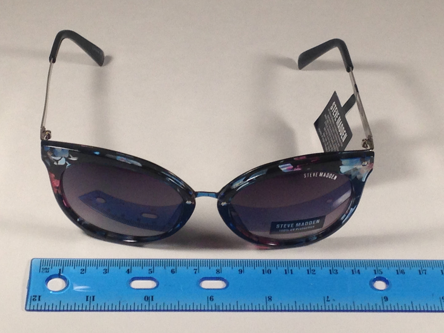 Steve Madden Cat Eye Sunglasses Flowers Smoke Gradient Lens Silver Metal Sm865127 Floral - Sunglasses