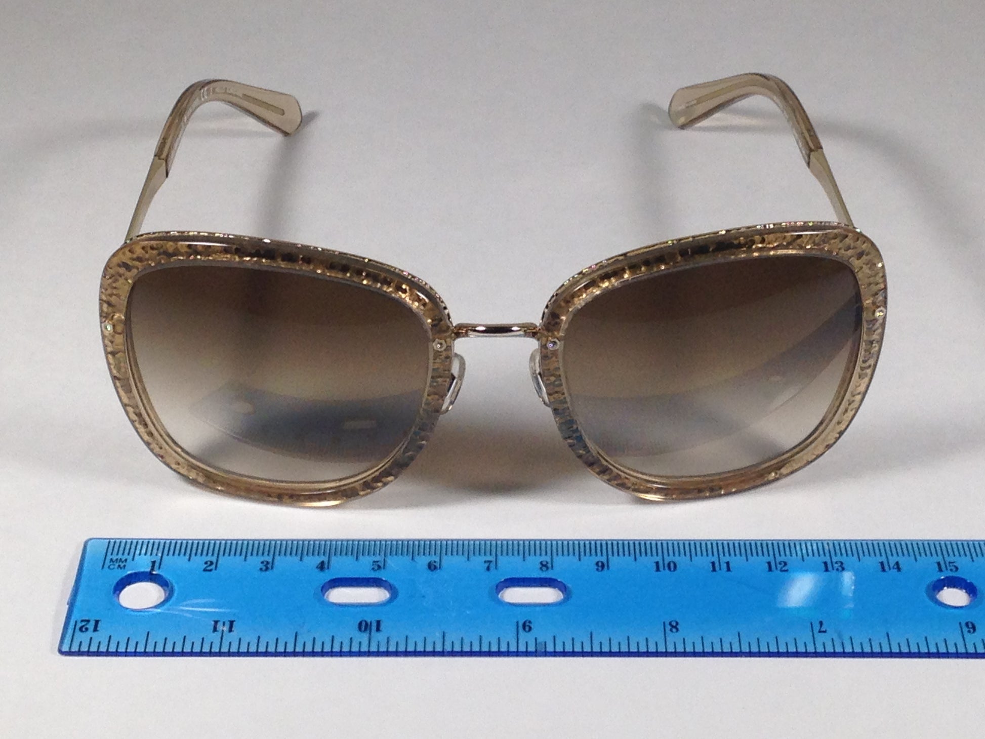 Kate Spade Womens Scottie 0Cw2 Cc Butterfly Sunglasses Gold Glitter Brown Gradient New - Sunglasses