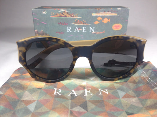 Raen Rotas Chesapeake Sunglasses Round Tan Brown Tortoise Green Gray Lens Rot-081-Grn - Sunglasses