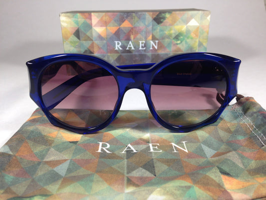 Raen Rotas Blue Crystal Sunglasses Round Clear Pink Rose Gradient Lens Rot-062-Grose - Sunglasses
