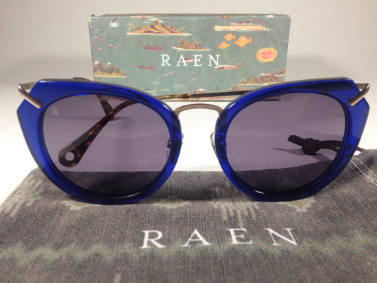 Raen Pogue Blue Crystal Sunglasses Cat Eye Brindle Gold Smoke Gray Lens Pog-069-Smk - Sunglasses