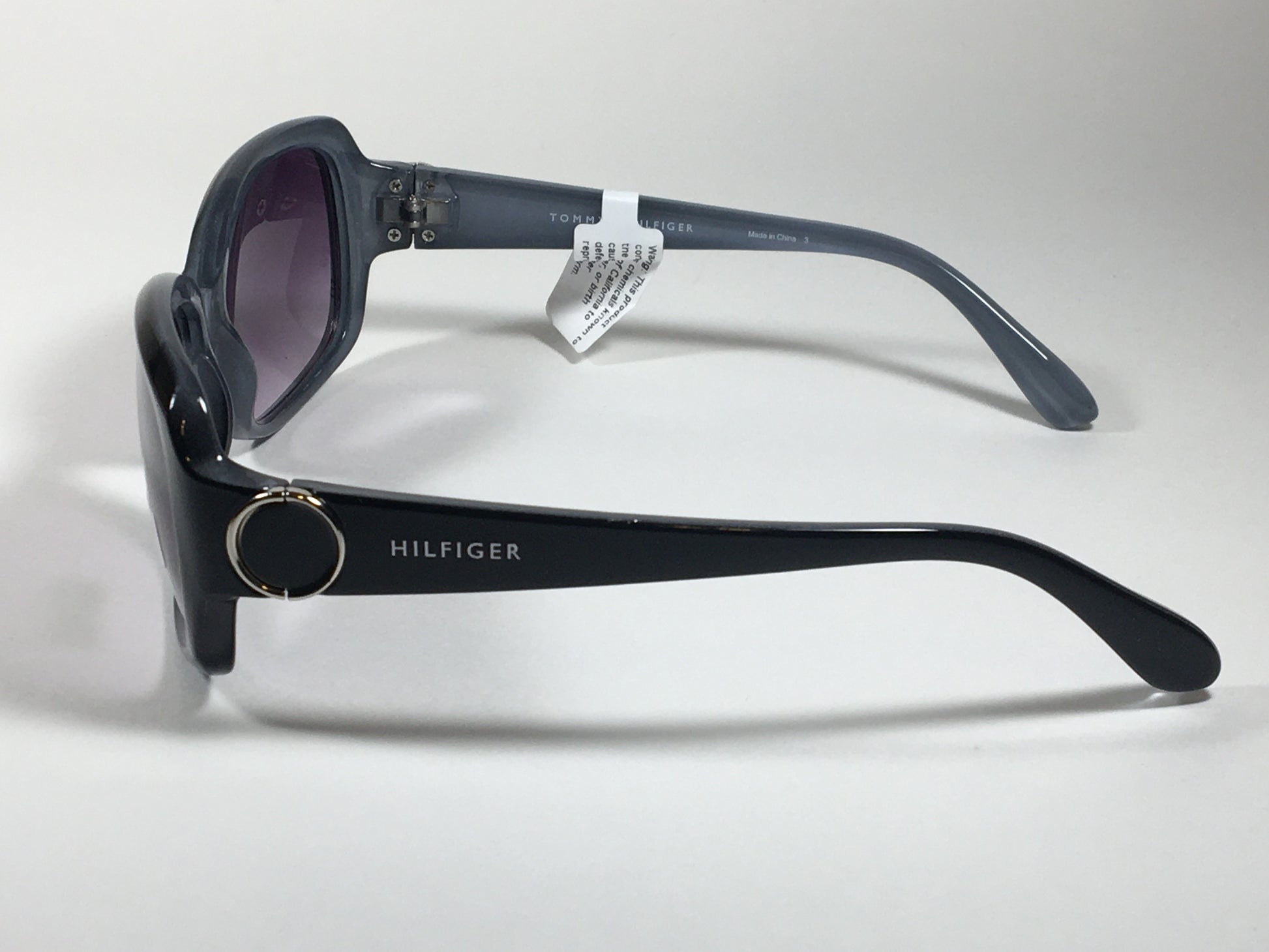 Tommy Hilfiger Quinn Oval Sunglasses Two Tone Black Gray Blue Frame Smoke Gradient Lens QUINN WP OL273 - Sunglasses